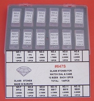 GLASS STONE FOR WATCH DIAL AND CASE -144PCS - Click Image to Close