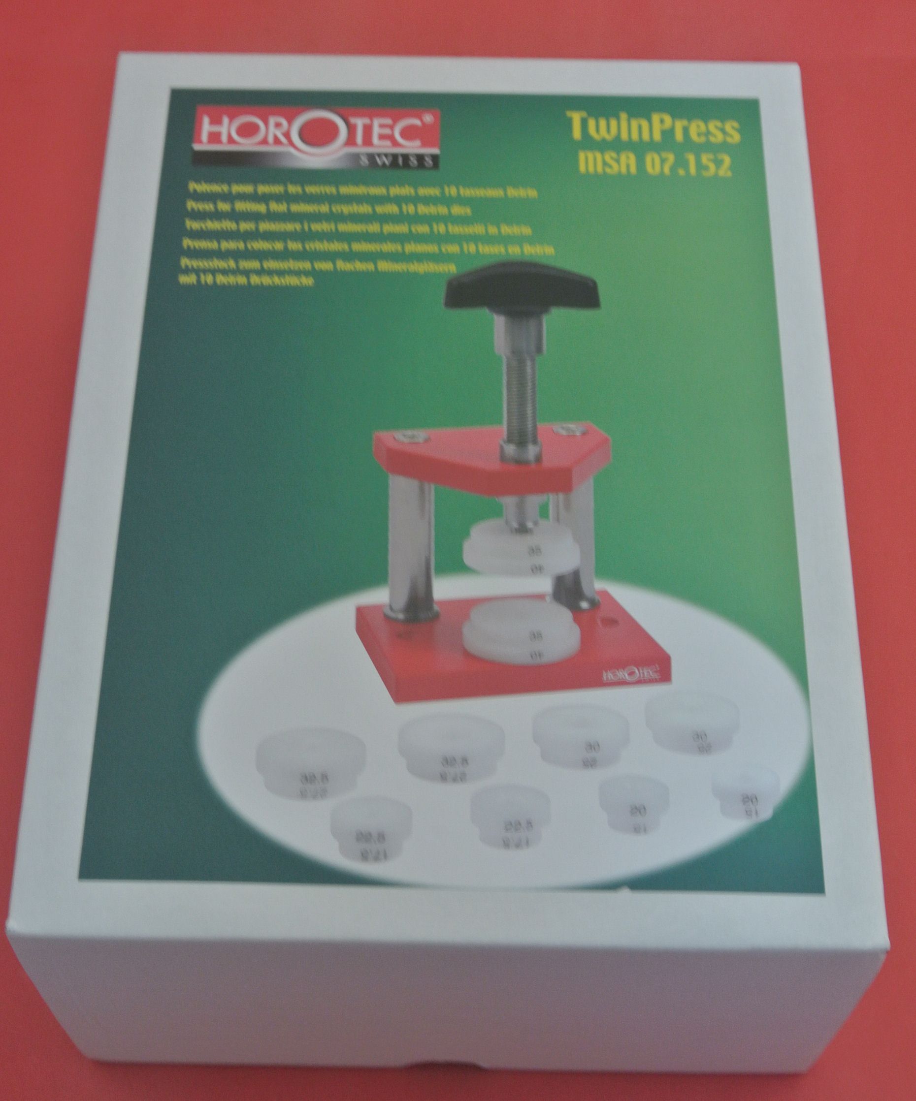 SMALL HOROTEC PRESS FOR FITTING MINERAL GLASS - Click Image to Close