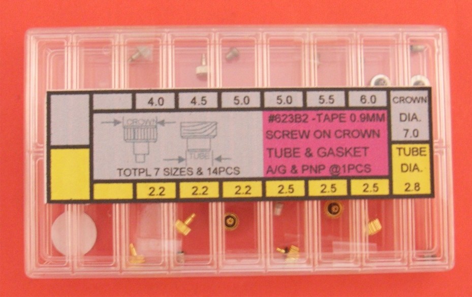 SCREW TYPE CROWN WITH TUBE KIT - 14PCS - Click Image to Close