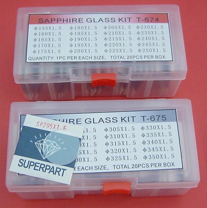 FLAT ROUND SAPPHIRE GLASS KIT 255-350/1.5MM - Click Image to Close