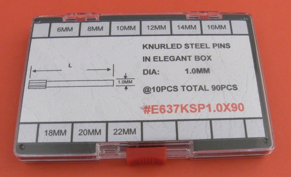 KNURLED STEEL PINS IN ELEGANT BOX - Click Image to Close